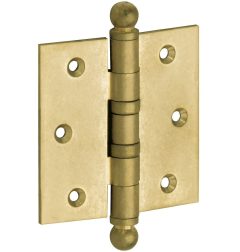 Kogellagerscharnier 76x76 rechte hoek bol messing antiek