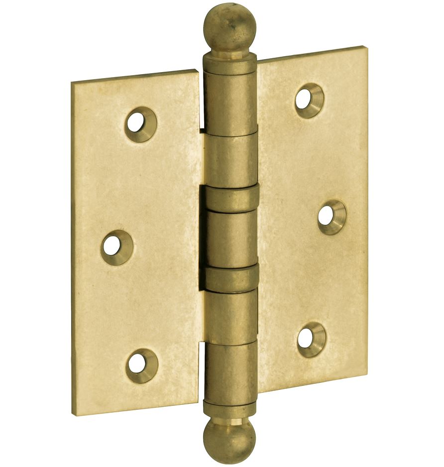 Kogellagerscharnier 76x76 rechte hoek bol messing antiek