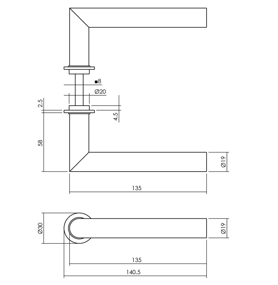 Intersteel deurklink Jura met platte ronde rozetten zelfklevend ø30mm antraciet grijs - Afbeelding 2