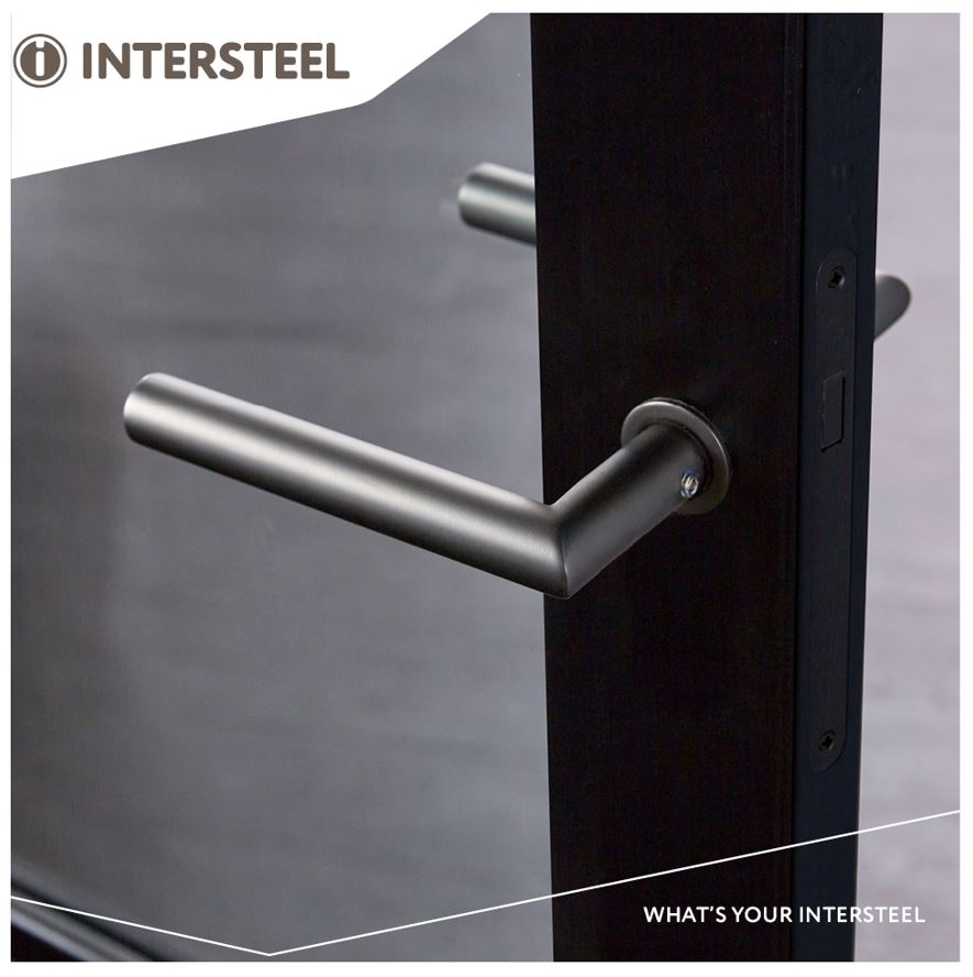 Intersteel deurklink Jura met platte ronde rozetten zelfklevend ø30mm antraciet grijs - Afbeelding 3