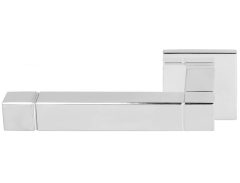 Enkele deurklink links SQUARE JB100 ongeveerd op rozet rvs gepolijst