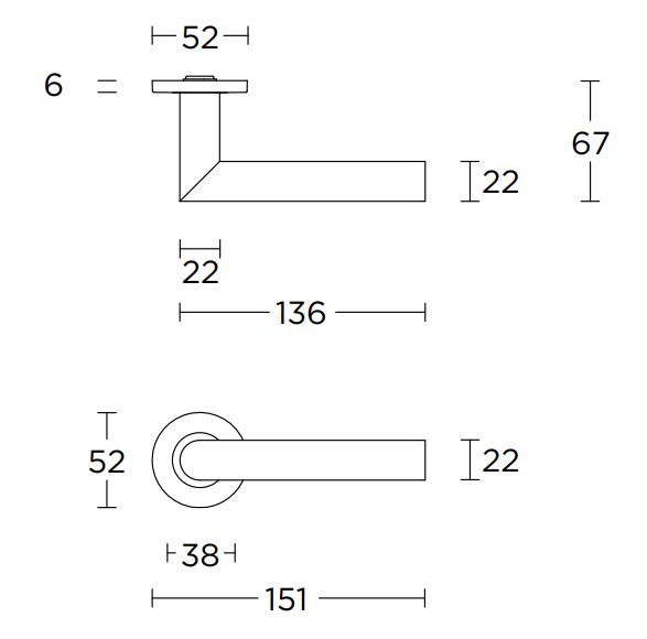 Deurklink BASIC LBIIL-22 EN1906 op ronde rozet mat zwart - Afbeelding 2