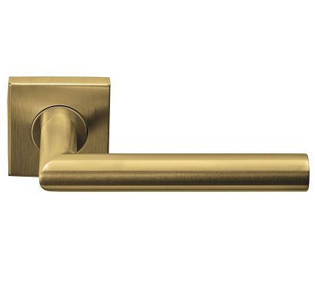 Deurklink BASIC LBII-19BSQR53 op geveerd rozet PVD mat goud
