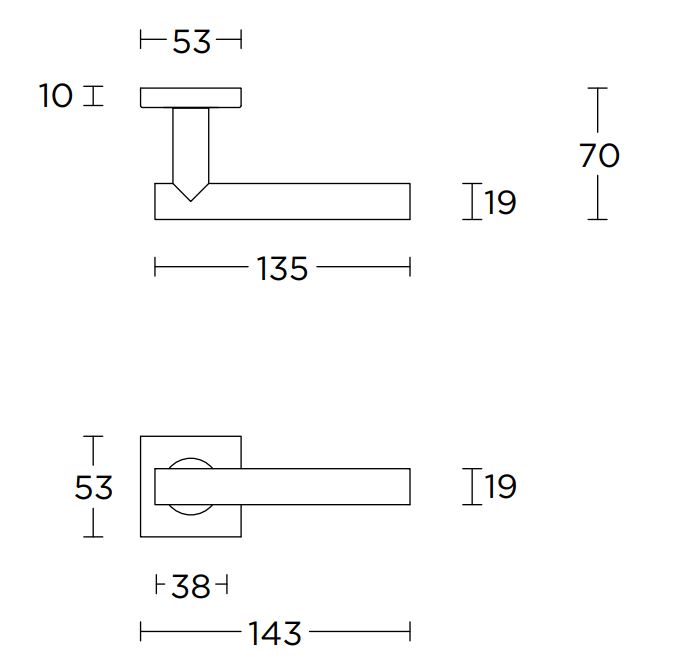 Deurklink BASIC LBVII-19BSQR53 op vierkant rozet mat zwart - Afbeelding 2