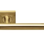 Deurklink BASIC LBVII-19BSQR53 op vierkant rozet PVD mat goud