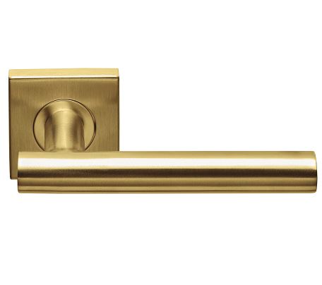 Deurklink BASIC LBVII-19BSQR53 op vierkant rozet PVD mat goud