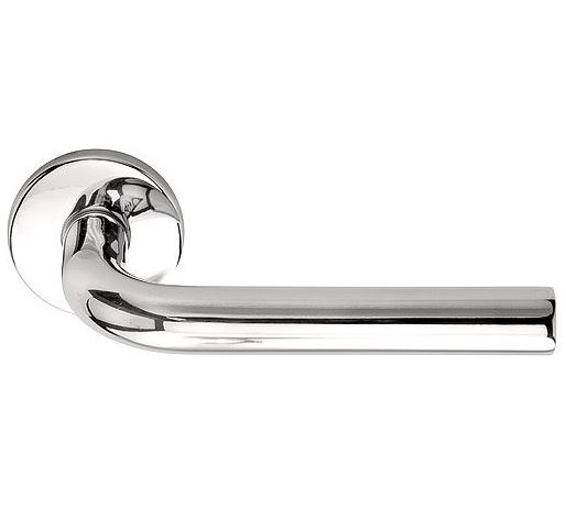 Deurklink BASIC LBIII-19 op ronde rozet rvs gepolijst