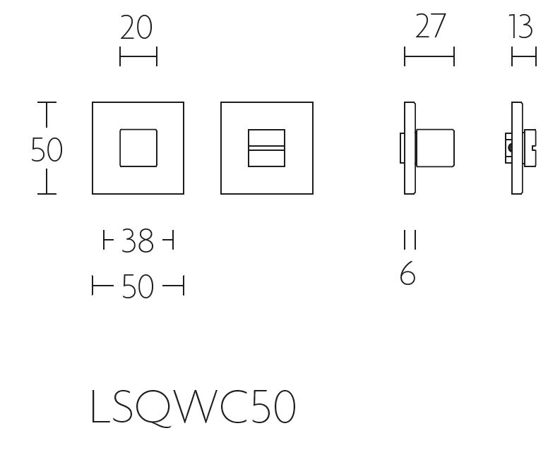 Toiletgarnituur SQUARE LSQWC50B rvs gepolijst - Afbeelding 2