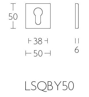Cilinderplaatje SQUARE LSQBY50B rvs gepolijst - Afbeelding 2