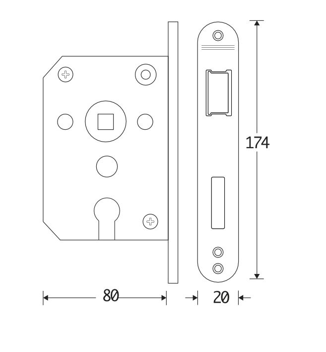 Cilinder Dag/Nacht slot PC55 Mi Satori met messing Antiek Voorplaat - Afbeelding 2