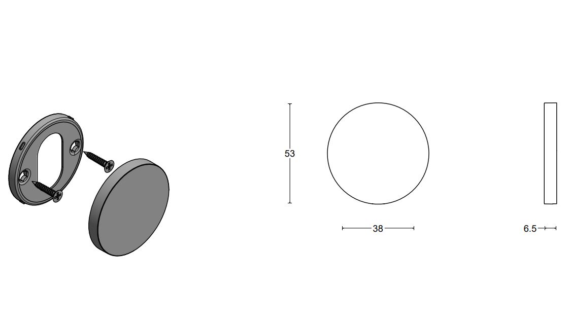 Blind plaatje ECLIPSE DRB53 PVD mat zwart - Afbeelding 2