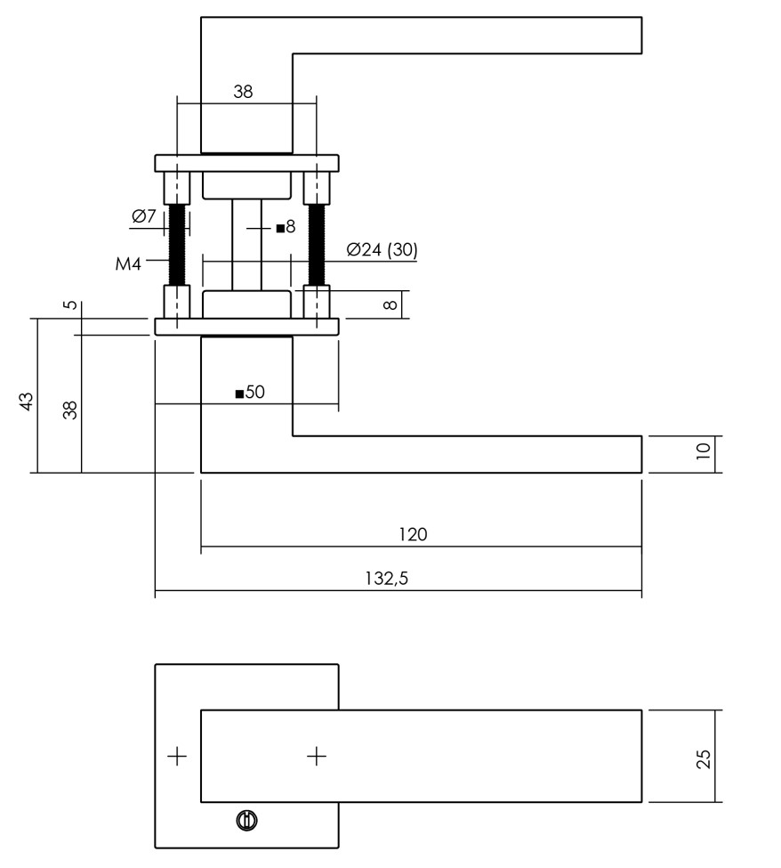 Intersteel deurklink Amsterdam met rozet verdekt 50x50x5mm rvs - Afbeelding 2