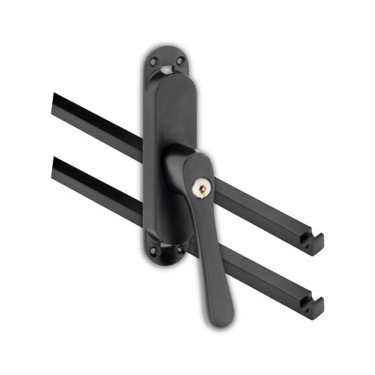 Kruk-espagnolet Afsluitbaar Linea Rechts mat zwart Inclusief 2 Stangen