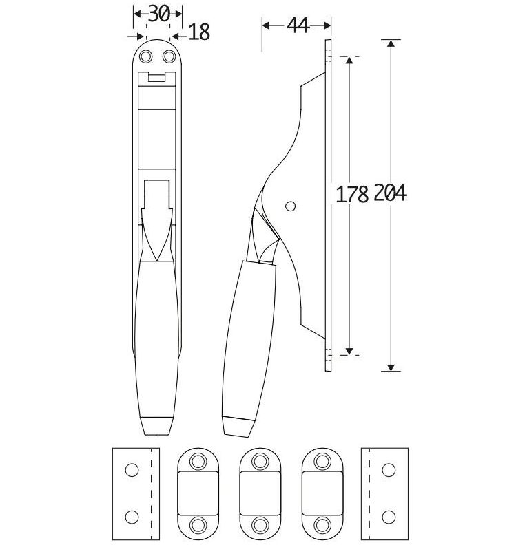 Pomp-espagnolet Ton Ebben mat chroom Inclusief 2 Stangen - Afbeelding 2