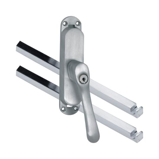 Kruk-espagnolet Afsluitbaar Linea Rechts mat chroom Inclusief 2 Stangen