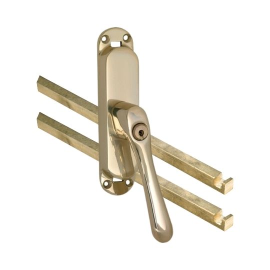 Kruk-espagnolet Afsluitbaar Linea Rechts messing Ongelakt Inclusief 2 Stangen