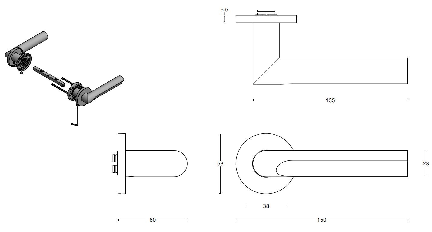 Design Deurklink David Rockwell ECLIPSE DR103-G op rozet PVD mat zwart - Afbeelding 2