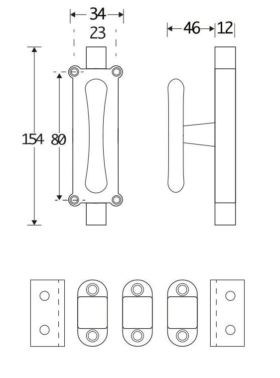 Kruk-espagnolet Linea messing Ongelakt Inclusief 1 Stang - Afbeelding 2