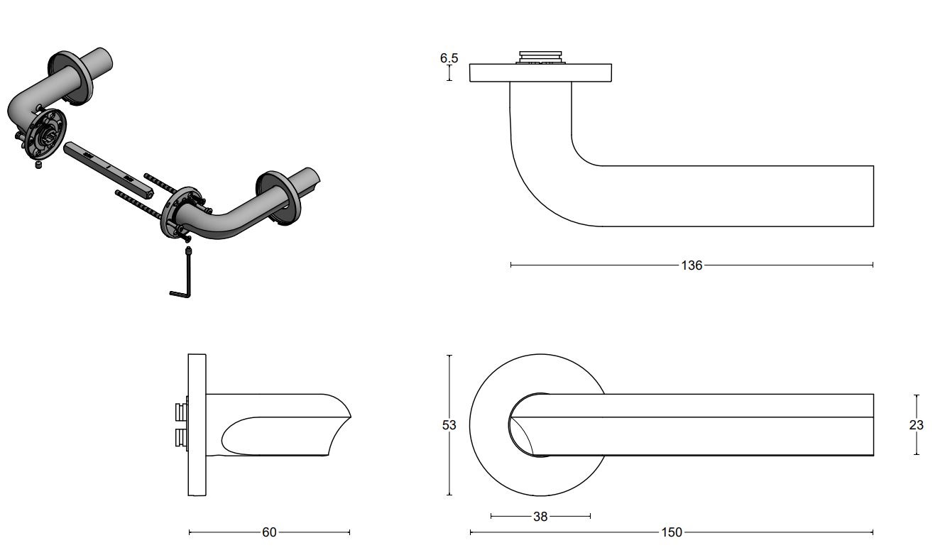 Deurklink David Rockwell ECLIPSE DR100-G op rozet PVD mat zwart - Afbeelding 2