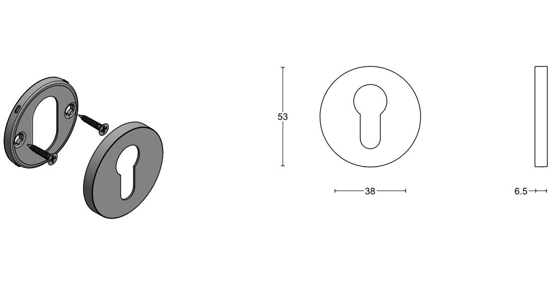 Cilinderplaatje ECLIPSE DRY53 PVD mat zwart - Afbeelding 2