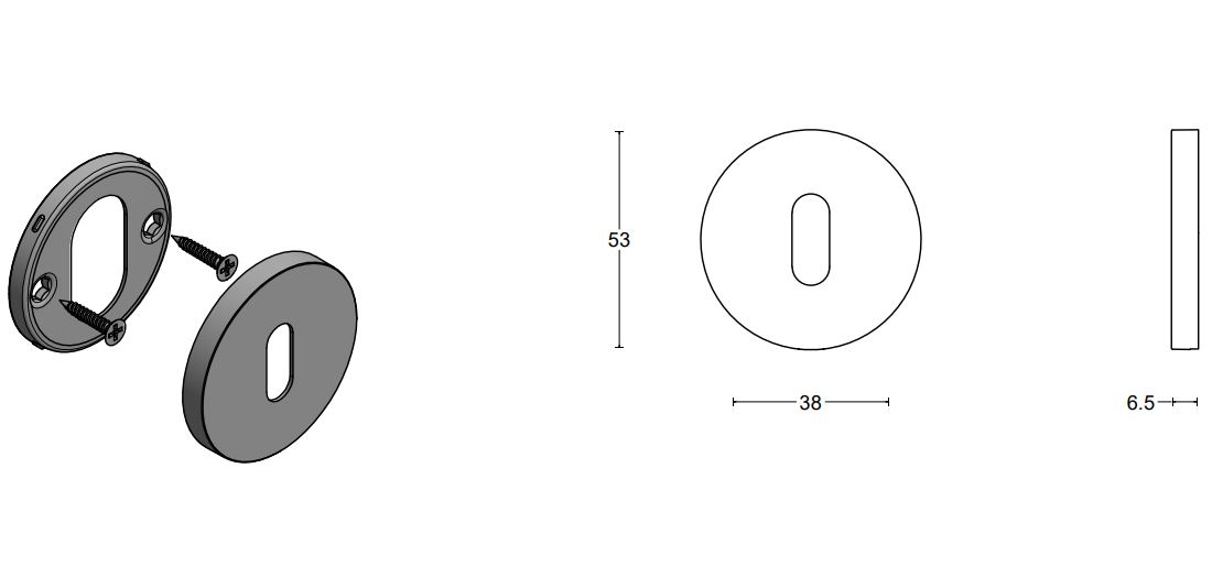 Sleutelplaatje ECLIPSE DRN53 PVD mat zwart - Afbeelding 2