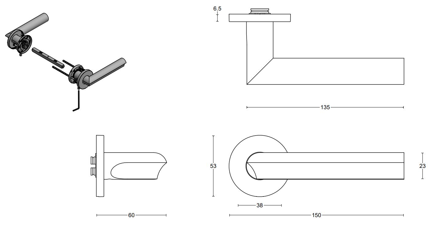 Deurklink David Rockwell ECLIPSE DR102-G op rozet PVD mat zwart - Afbeelding 2