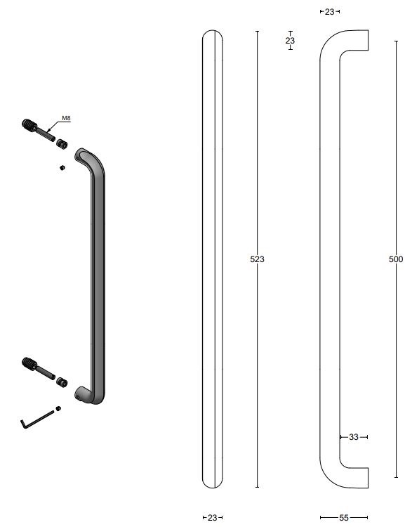 Deurgreep ECLIPSE DR500NP mat rvs - Afbeelding 2