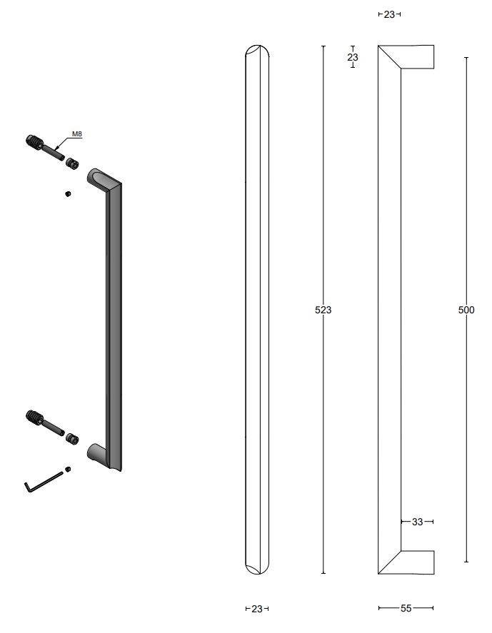 Deurgreep ECLIPSE DR501NP PVD mat zwart - Afbeelding 2
