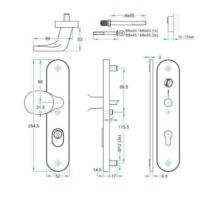 SKG3 knop/kruk schildpaar PC92 TOP rvs - Afbeelding 2