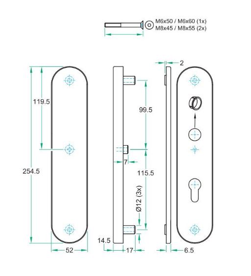 SKG3 kruk/blind schildpaar PC72 TOP rvs - Afbeelding 2
