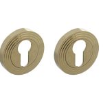 Intersteel cilinderrozetten verdekt met rillen ø54x9mm en nokken PVD messingkleur