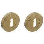 Intersteel sleutelrozetten verdekt met rillen ø54x9mm en nokken PVD messingkleur