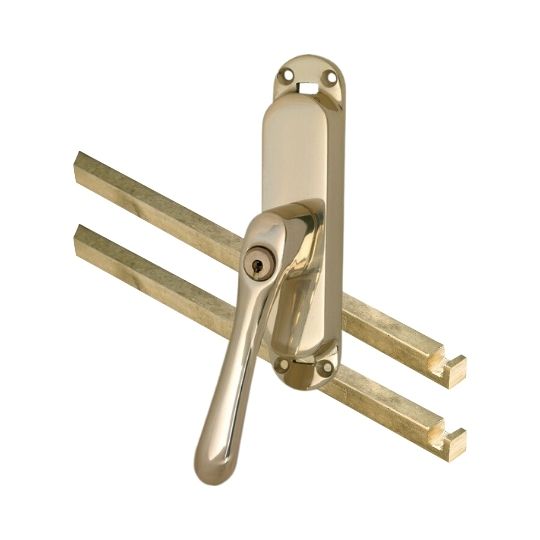 Kruk-espagnolet Afsluitbaar Linea Links messing Gelakt Inclusief 2 Stangen