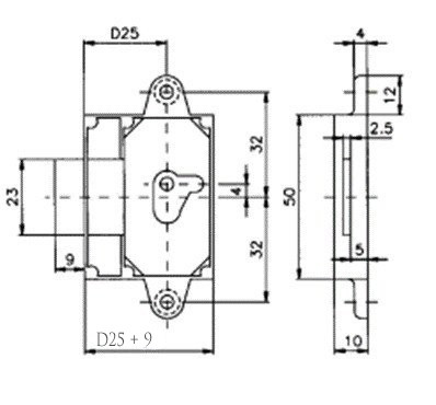 Meubelslot 30 mm links brons - Afbeelding 2
