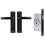 Starx deurklink blok met kortschild blind aluminium zwart + slot