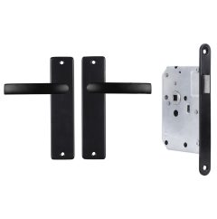 Starx deurklink blok met kortschild blind aluminium zwart + slot