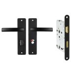 Starx deurklink blok met kortschild WC63/8 aluminium zwart + slot