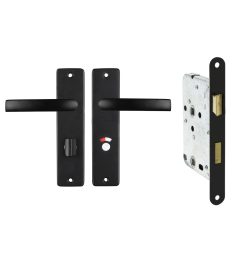Starx deurklink blok met kortschild WC63/8 aluminium zwart + slot
