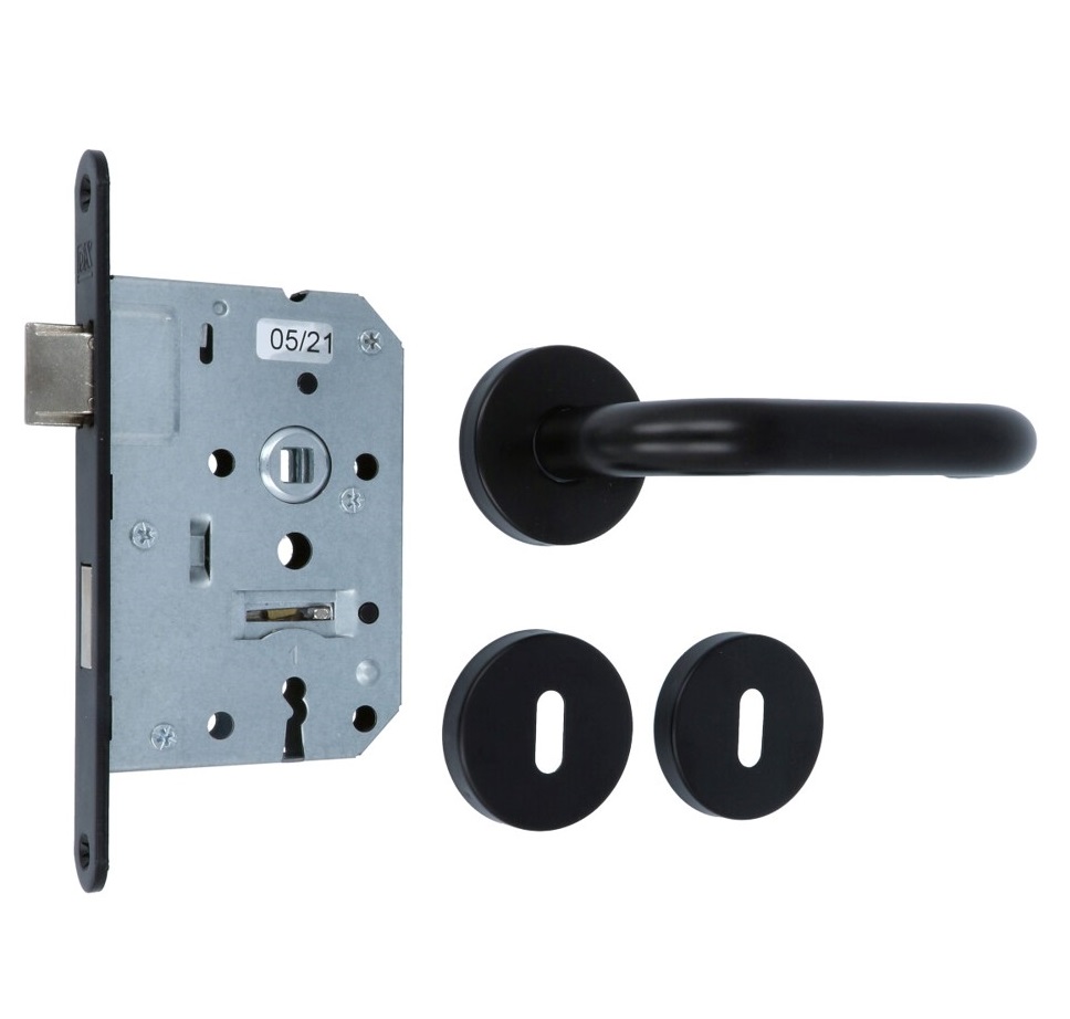 Set binnendeurbeslag deurklink model 3RX op rozet + Klavier dag en nachtslot