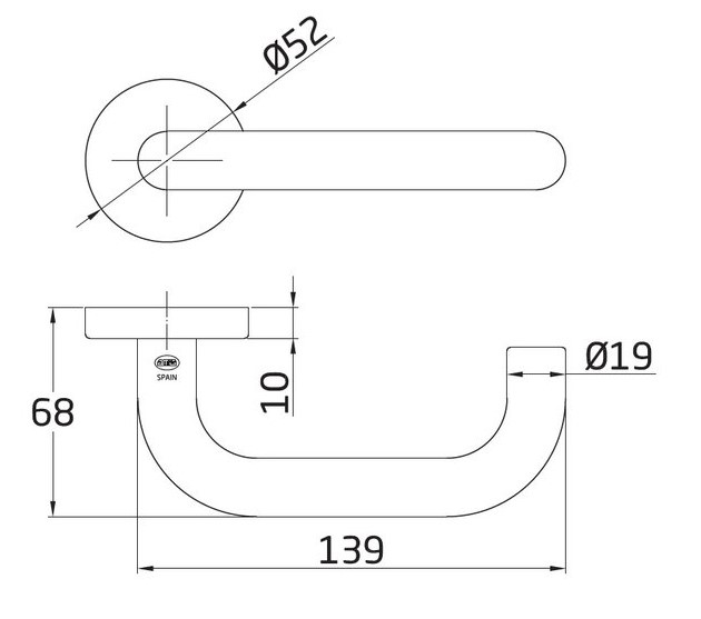 Set binnendeurbeslag deurklink model 3RX op rozet + Klavier dag en nachtslot - Afbeelding 3