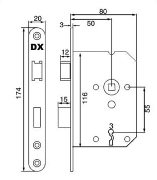 Set binnendeurbeslag deurklink model 3RX op rozet + Klavier dag en nachtslot - Afbeelding 4