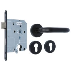 Set binnendeurbeslag deurklink model 3RX op rozet + Cilinder insteekslot