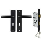 Starx deurklink blok met kortschild SL56 aluminium zwart + slot