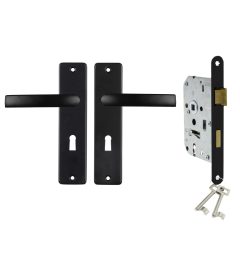 Starx deurklink blok met kortschild SL56 aluminium zwart + slot