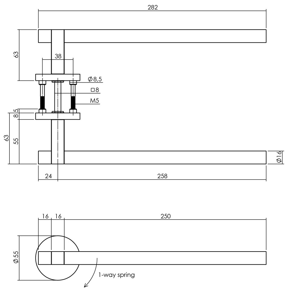 Intersteel deurklink Shiraat by Grand & Johnson op rozet éénzijdig verdekt rechts ø55x8mm PVD zwart - Afbeelding 2