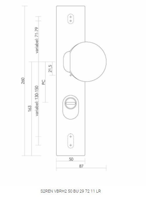 S2 universeel veiligheidsbeslag 5029/5021 RH buiten schild PC72 SKG3 - Afbeelding 2