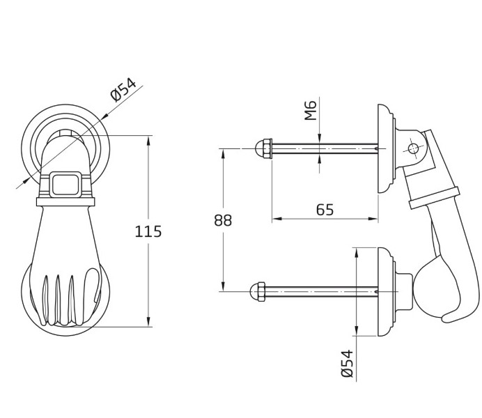 Deurklopper Mod. 4 Staal zwart - Afbeelding 3