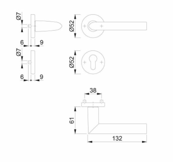 Hoppe Deurklink Stockholm met 2 PC-plaatjes aluminium - Afbeelding 2