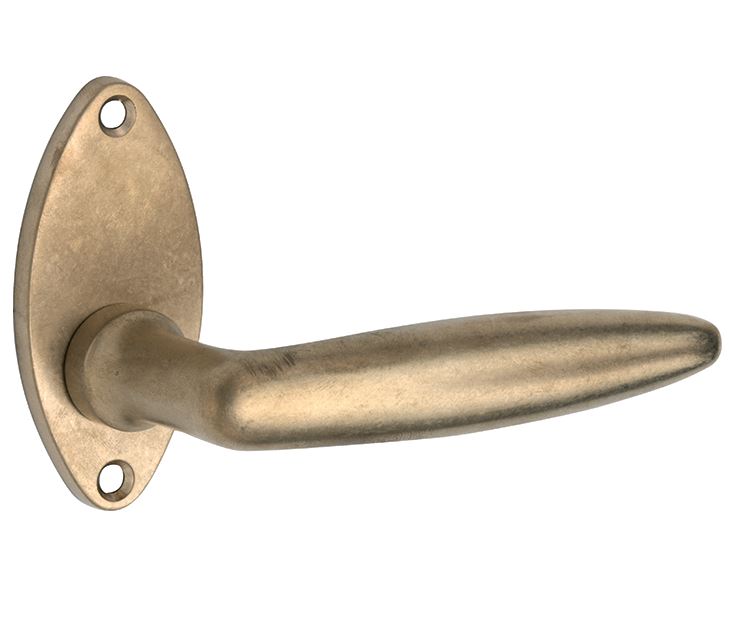 Deurklink op rozet Dudok/elips messing antiek