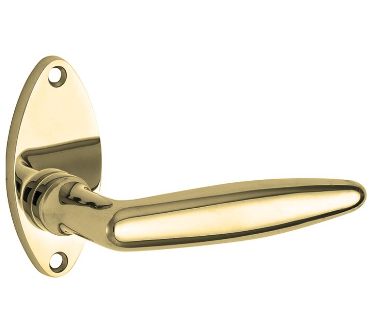 Deurklink op rozet Dudok/elips messing ongelakt